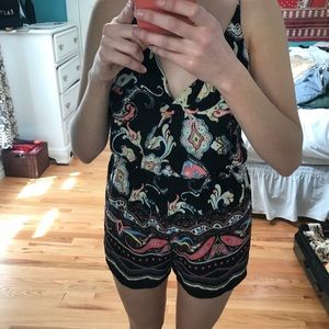 Black romper with color pattern
